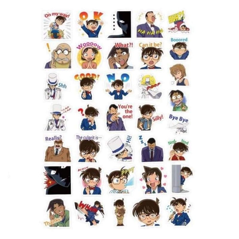 bộ 10-50 hình sticker conan decal chống nước ( random hình)