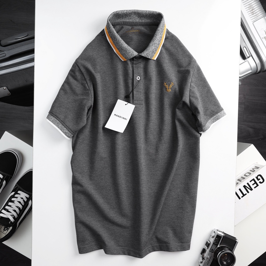 Áo thun Polo phối viền thêu logo hươu Man01 x Mandinni