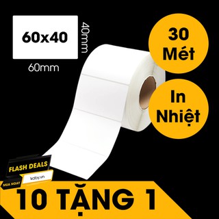 Giấy In Mã Vạch 60x40 mm (Cuộn 30 Mét) - Decal Nhiệt 6x4 cm - Giấy In Tem Nhãn