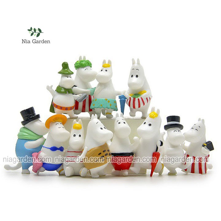 Tiểu cảnh hà mã Moomin, trang trí chậu cây nhỏ, chậu để bàn - PKTC