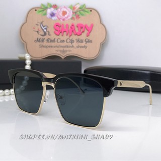 Mắt Kính Nam Nữ V Nhỏ Đen Gọng Vàng Cao Cấp Full Box