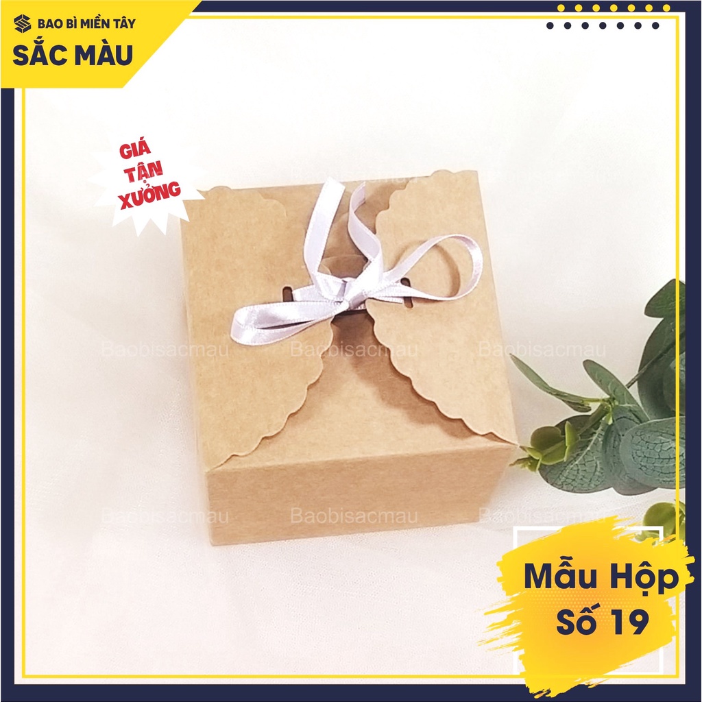 5 Hộp quà sinh nhật, quà tặng Valentine, các dịp lễ... bằng giấy kraft kèm dây ruy băng thắc nơ ( Hộp 19)