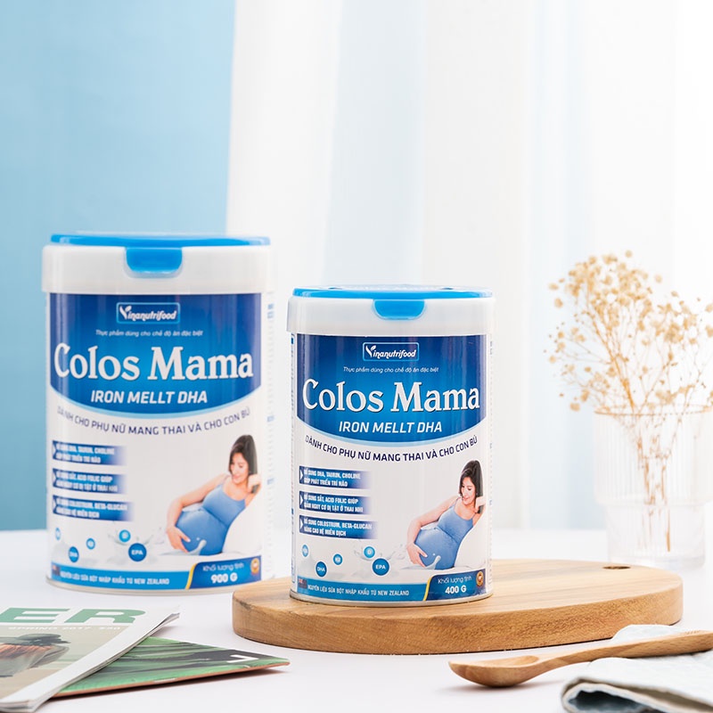 [Mã BMBAU50 giảm 50K đơn 150K] Sữa bột Colos Mama Iron Mellt DHA Vinanutrifood, Hộp 400g và 900g