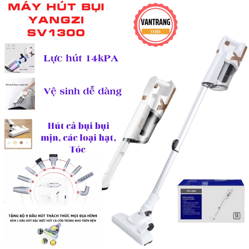Máy hút bụi gia đình cầm tay cao cấp YANGZI, lực hútkhoẻ kèm 9 đầu hút vô cùng tiện lợi