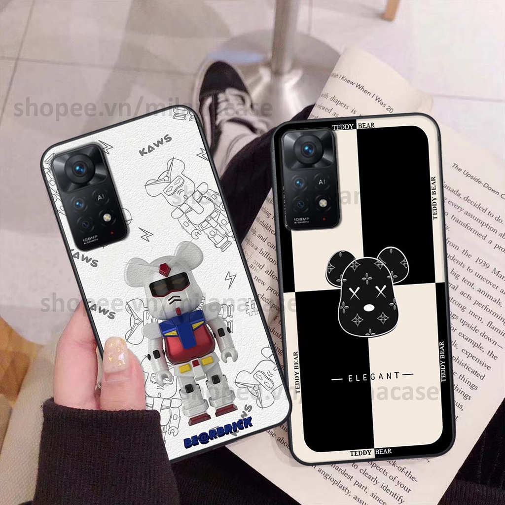 Ốp Xiaomi Redmi Note 11 4G / Note 11S / Note 11 Pro 5G gấu be@rBrick gấu Teddy Kaws siêu đẹp, phong cách, cá tính