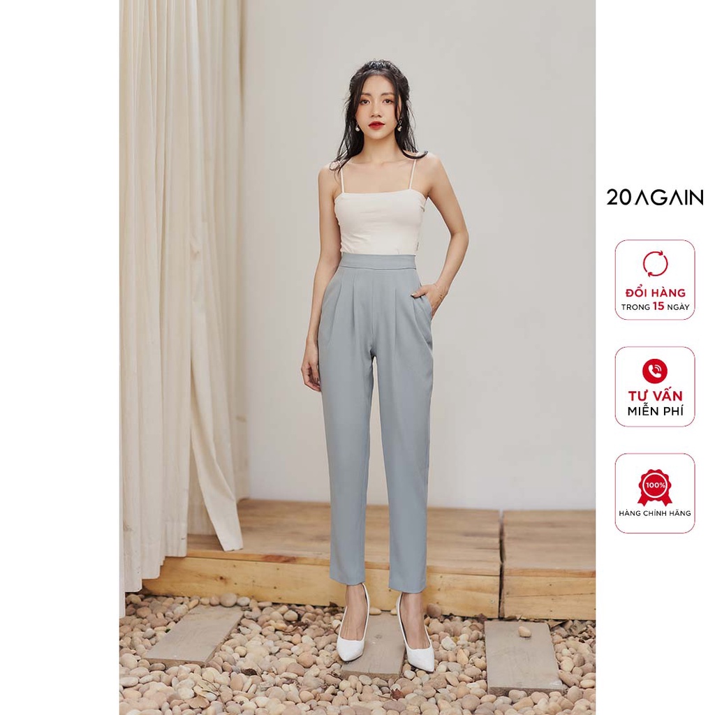 Quần âu nữ cạp cao 20AGAIN, thiết kế công sở thanh lịch, năng động QBA1825
