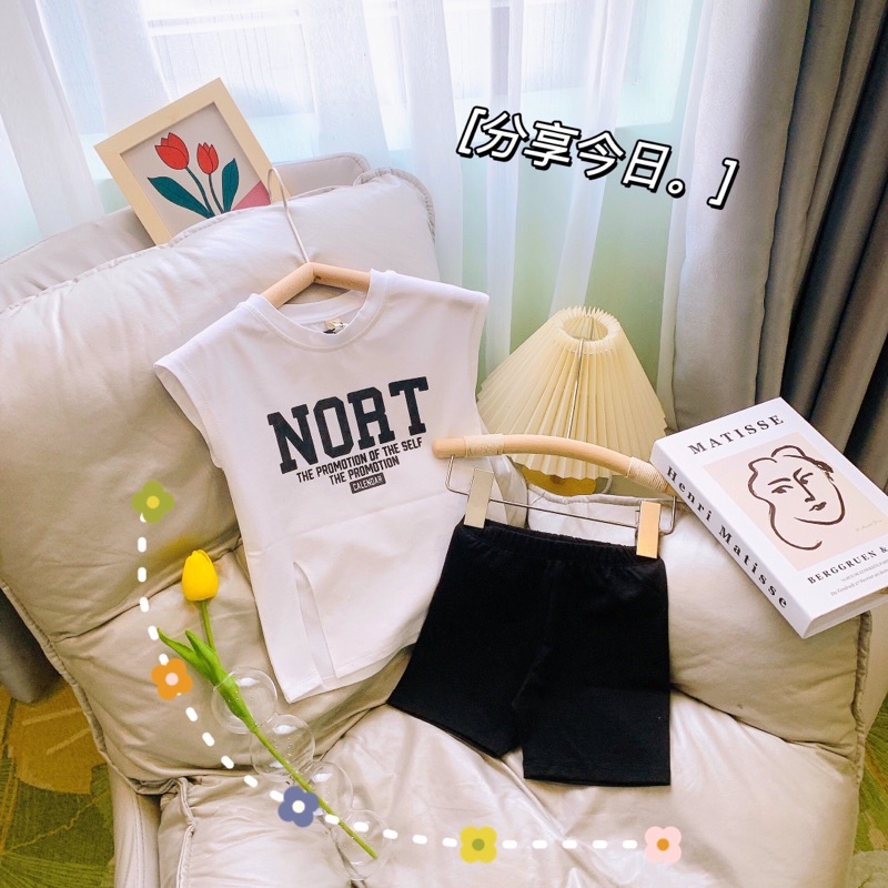 Set áo thun quần leggin bé gái vải cotton mềm mát