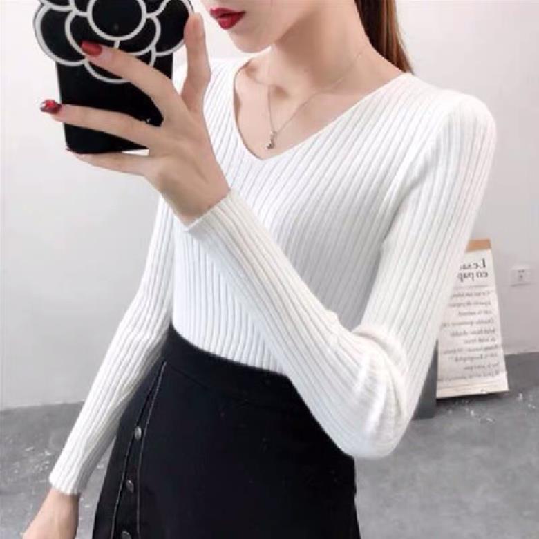 Áo len Nữ Body, áo thun len gân Cổ Tim 3 Màu dưới 59kg - Dáng Ôm G085