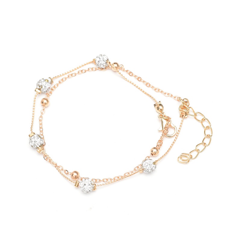 Lắc Chân Hai Lớp Đính Pha Lê Phong Cách Boho Đơn Giản Dễ Điều Chỉnh