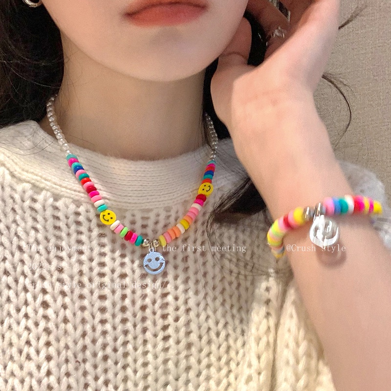 Vòng Tay Chuỗi Hạt Nhiều Màu Đính Mặt Cười