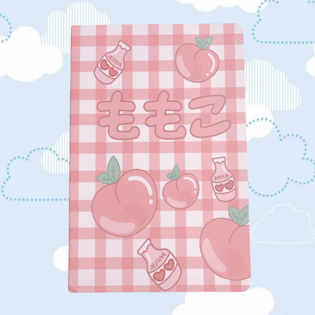 Sổ tay ghi chú dòng kẻ ngang Moka size A5 họa tiết quả đào đáng yêu