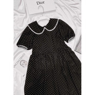 Váy chấm bi phối ren dáng over ( kèm ảnh thật)