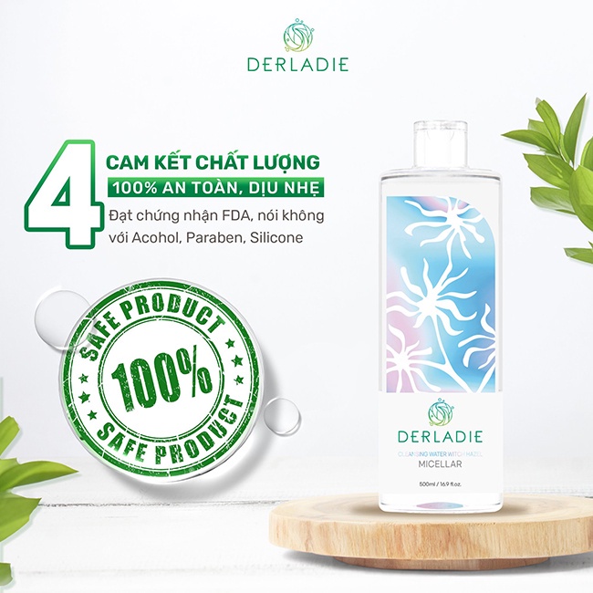 Tẩy Trang DERLADIE Cleansing Water Witch Hazel Nước Tẩy Trang Cây Phỉ Phù Hợp Cho Moi Loại Da Nhập Khẩu Chính Hãng 500ml