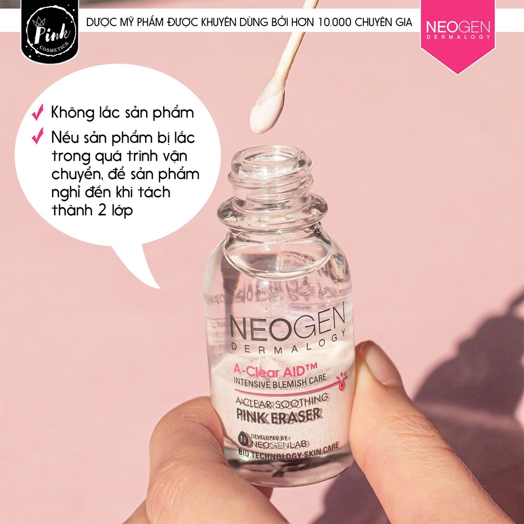 Chấm Mụn Neogen Dermalogy A-Clear Aid Soothing Pink Eraser 15ml, Xẹp Mụn Sau 4H, Chấm Mụn 2 Lớp - PinkCosmetics