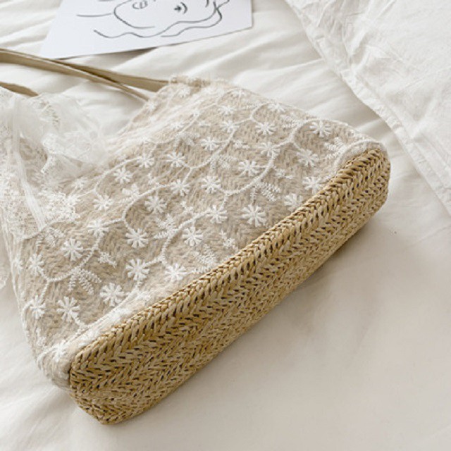 [Trend 2021] Túi Cói Đeo Vai/ Đeo Chéo Họa Tiết Hoa Dây Nhí Kiểu Dáng Vintage Phong Cách Hàn Quốc | BigBuy360 - bigbuy360.vn