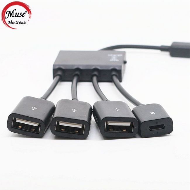 Bộ Chia Otg Micro Usb 2.0 4 Cổng Có Công Tắc Cho Điện Thoại Di Động