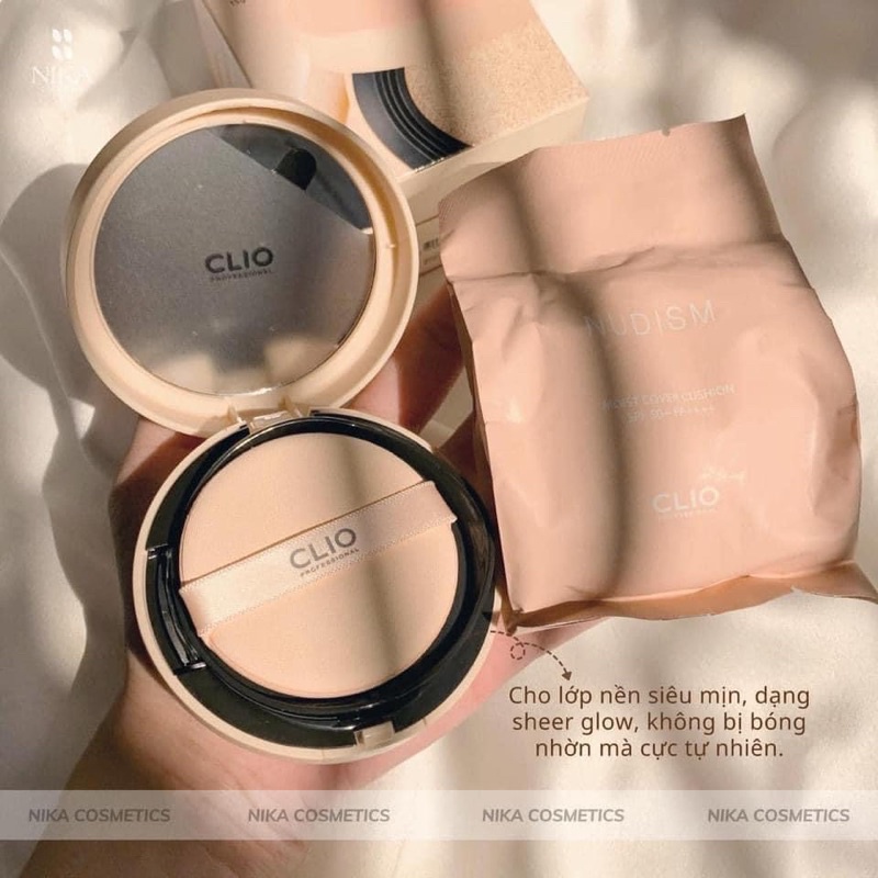 Phấn nước Clio Nudism Moist Cover cushion gồm hộp+ lõi phụ