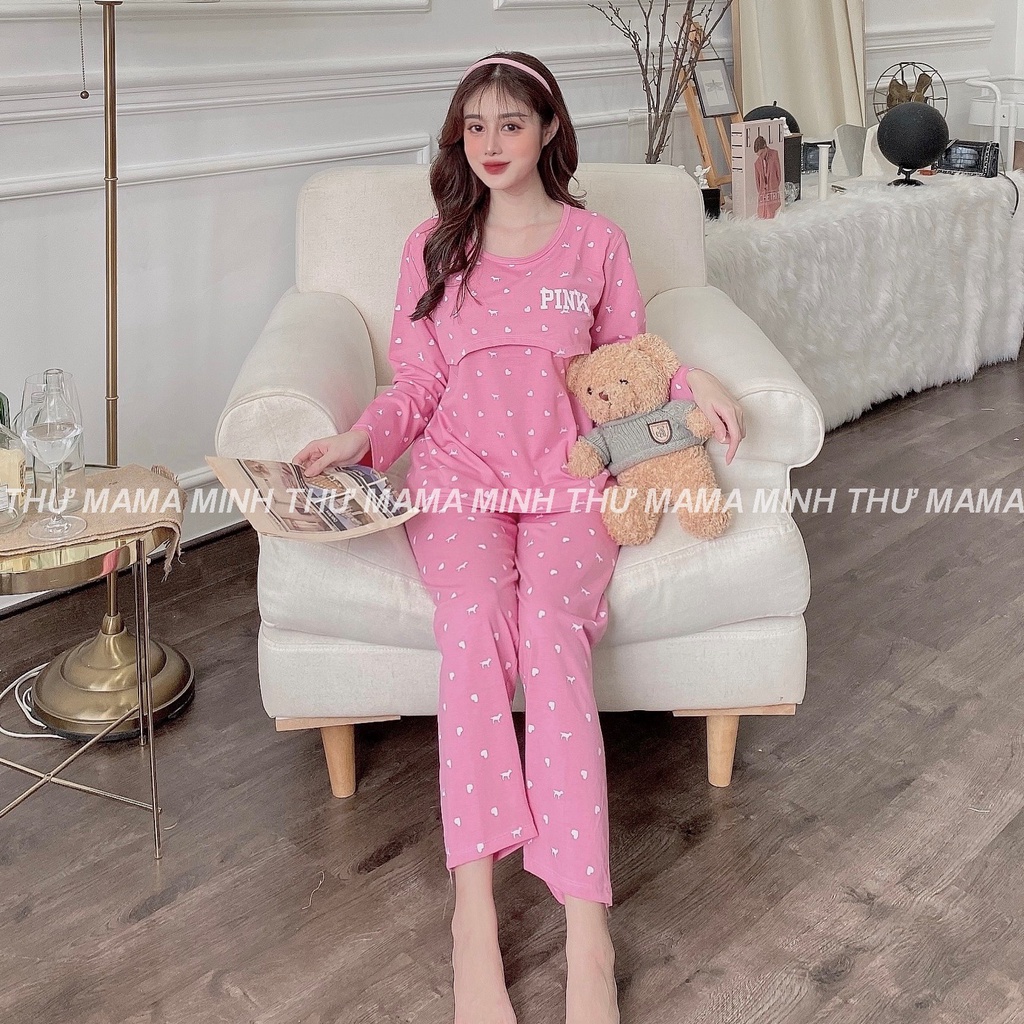 Bộ bầu - bộ sau sinh - cho con bú - 2 chức năng - chất liệu cotton ( fink lật - QDTD - MS - 015 )