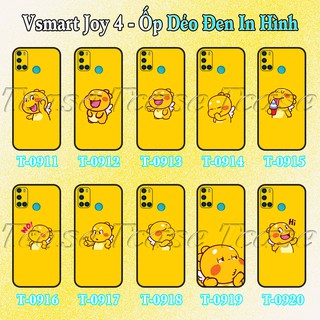 Ốp lưng Vsmart Joy 4 - Ốp dẻo đen in hình Khủng Long Cute