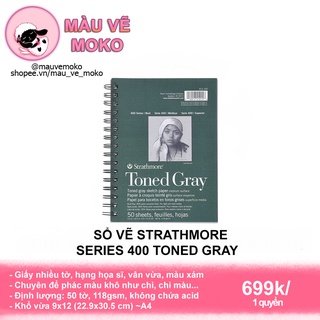Sổ tay vẽ phác, gáy lò xo, giấy xám Strathmore Toned Gray series 400 [A4]