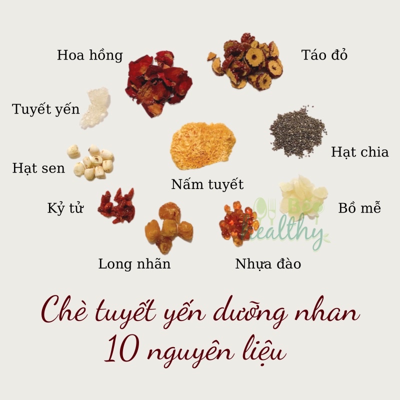 Chè dưỡng nhan tuyết yến set nấu chè dưỡng nhan 5-6 chén - Bếp healthy Hà Nội