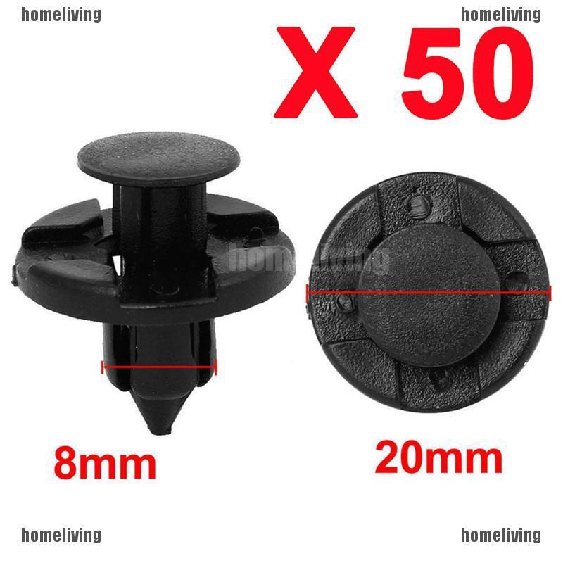 Set 50 Đinh Tán Nhựa 8mm Màu Đen Cho Xe Hơi