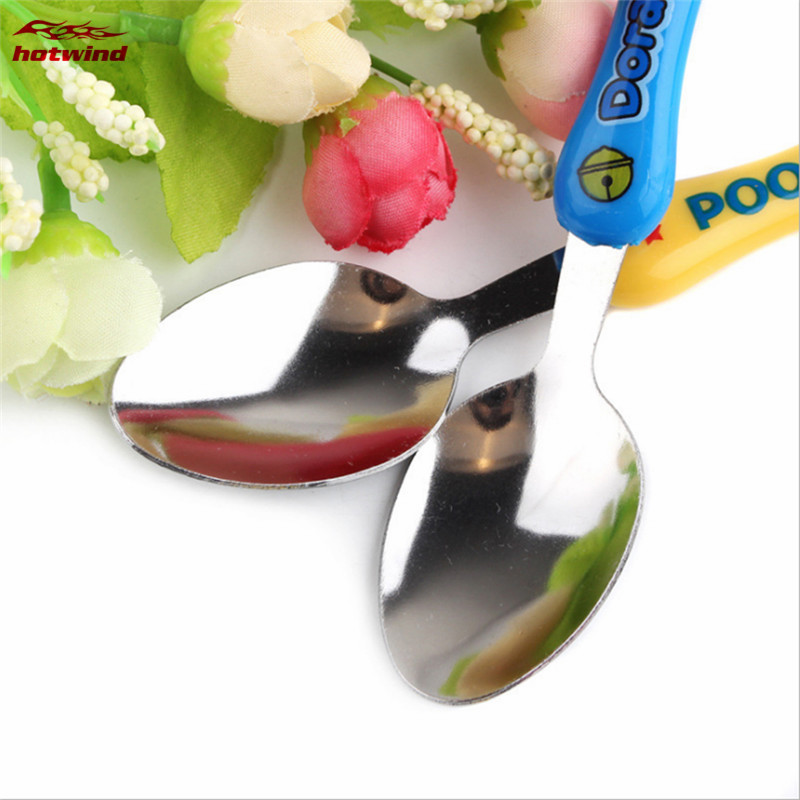 HW Muỗng Inox Cán Nhựa 4 Màu Dễ Thương Cho Bé