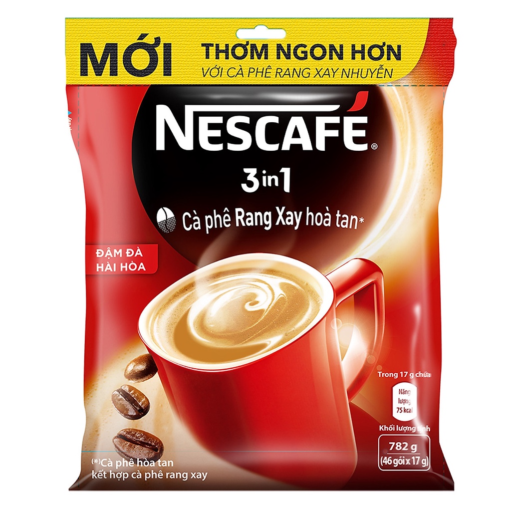 Cà Phê Rang Xay Hòa Tan Nescafe Đậm Đà Hài Hòa - Bịch 46 Gói x 17g