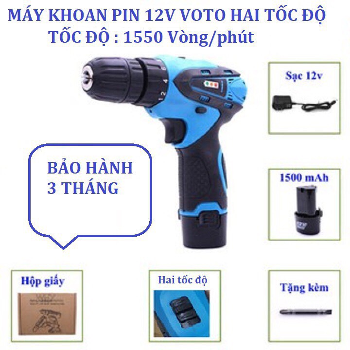 Bộ máy khoan văn vít không dây 12V