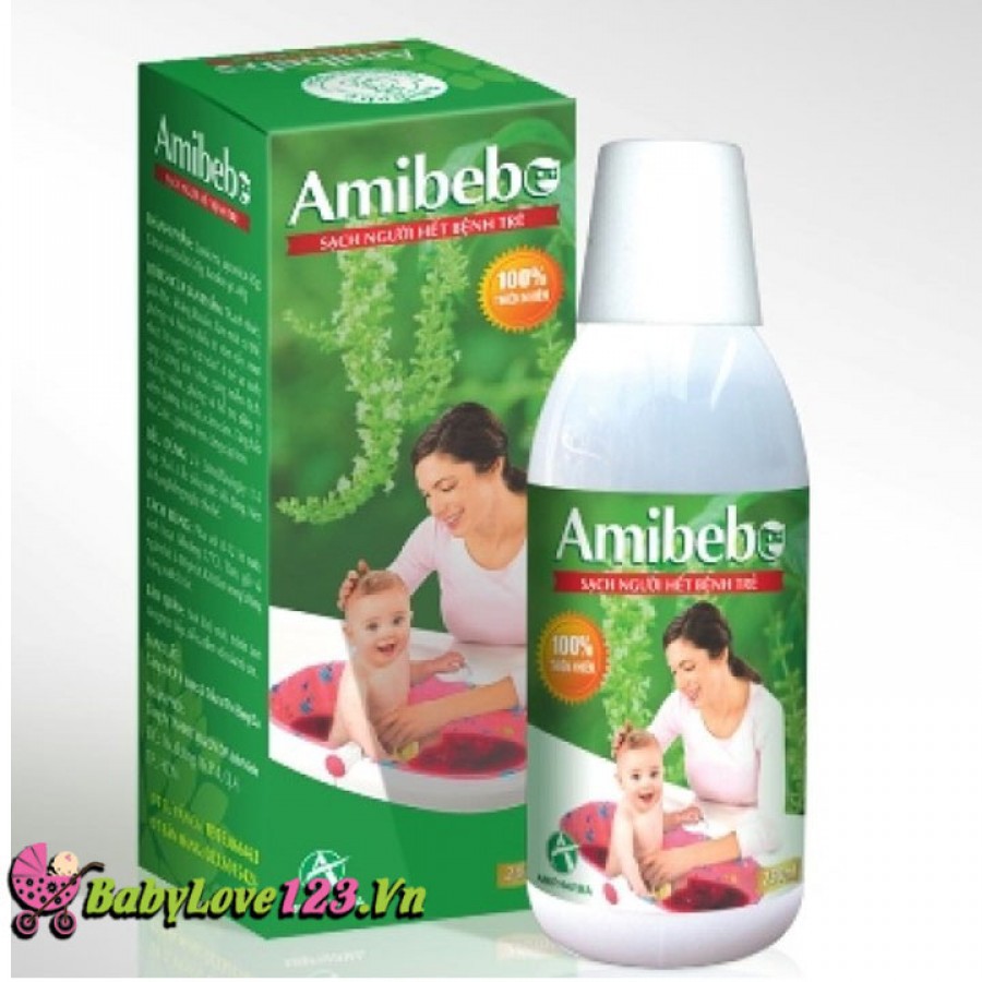 Sữa tắm thảo mộc trị rôm sảy amibebe ( Nước lá tắm cho bé ) Chai 250ml