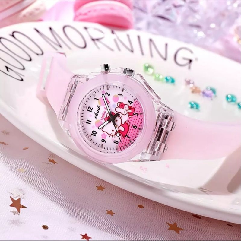 Vòng tay Đồng hồ cho bé gái Elsa Và Anna mèo Hello Kitty có đèn led 7 màu phát sáng siêu đẹp nổi bật cho bạn nữ