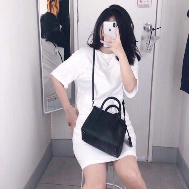 Váy suông cotton nữ  trơn cổ tròn M68