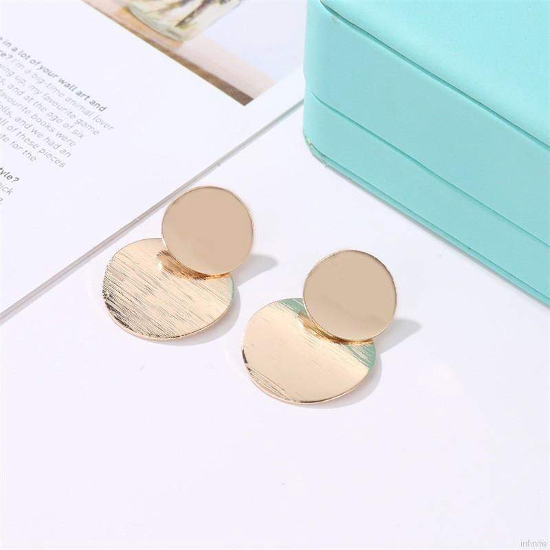 Women Ethnic Style Retro Metal Stereo Mirror Stud Earrings