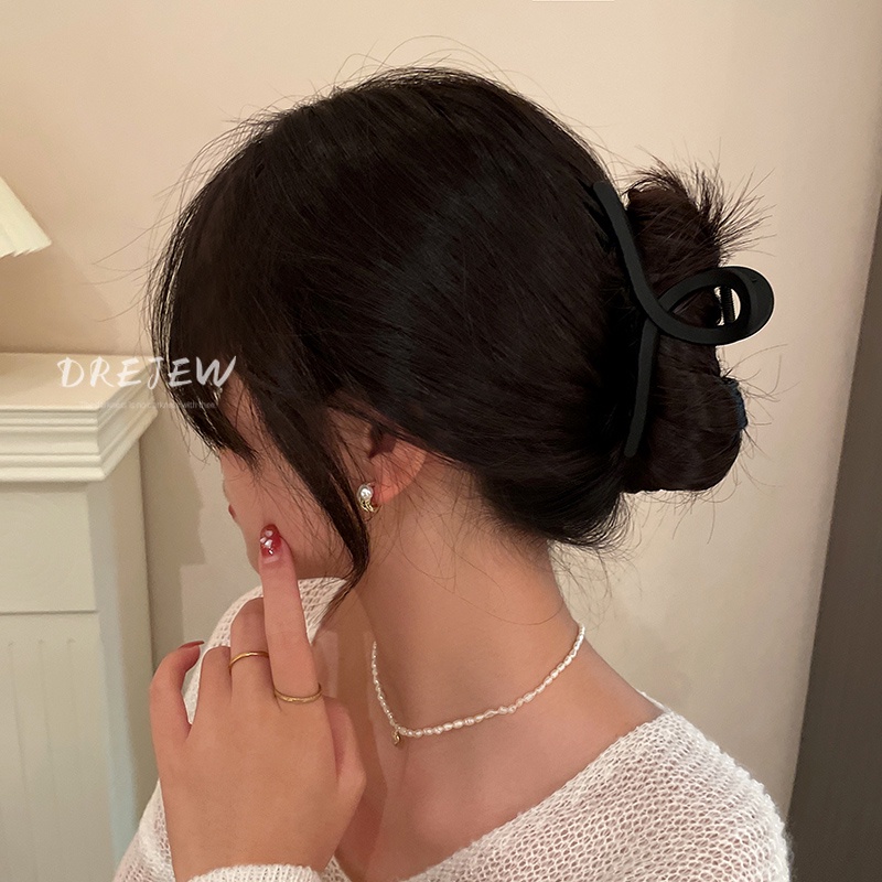 Kẹp tóc nữ DREJEW hình học cỡ lớn màu đen phong cách Hàn Quốc cổ điển thời trang