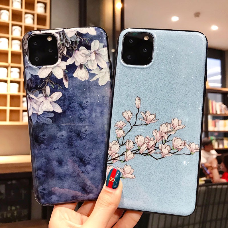 Ốp điện thoại mềm in hoa dễ thương cho IPhone 12 mini 11 pro 5 5S SE 6 6S 7 8 Plus X Xs Max XR