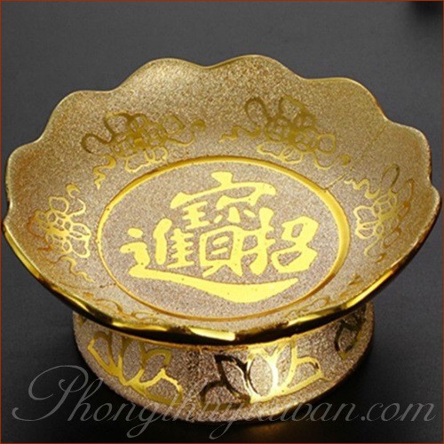 Dĩa Trái Cây Bàn Thờ Kim Sa Hoa Văn (17cm, 21cm)