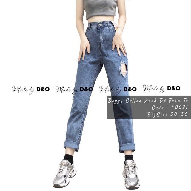 [Size Đại 30~35] Quần Baggy Cotton Form TO Rộng Mông Đùi, Lưng Cao Tôn Dáng/Rách Thời Trang Cá Tính