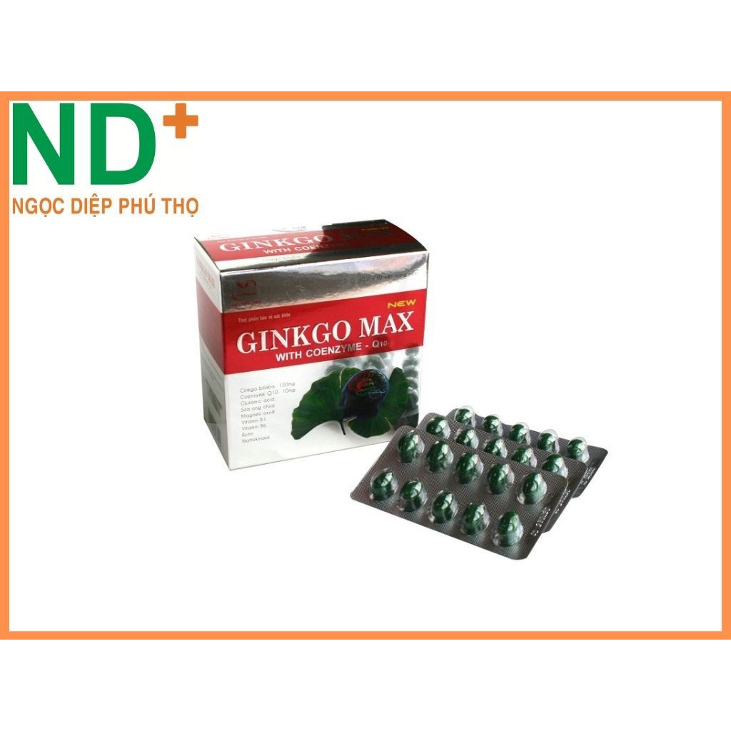 GINKGO MAX - Viên uống bổ não, tăng cường lưu thông khí huyết, phòng ngừa tai biến mạch máu não Hộp 10 vỉ x 10 viên