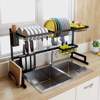 Kệ chén đĩa đa năng- giá để bát 85cm đũa kèm giá dao thớt và ống đũa chất liệu THÉP KHÔNG RỈ , SƠN TĨNH ĐIỆN CAO CẤP
