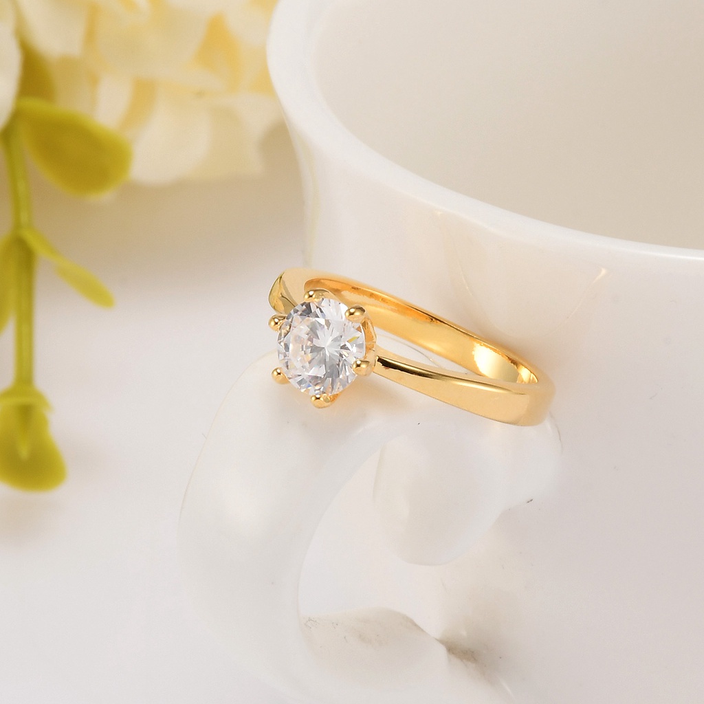 Nhẫn Đính Hôn Cô Dâu Dát Đá Zircon Trong Suốt