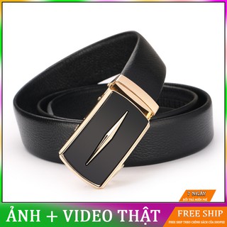 Thắt Lưng Nam Thời Trang Cao Cấp Khóa Tự Động Họa Tiết 1 Viền Giữa