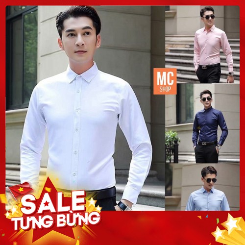 Áo sơ mi nam trắng dài tay Hàn Quốc form body - Hàng nhập khẩu