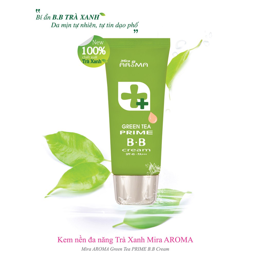 Kem nền trang điểm trà xanh Aroma Prime Green tea B.B cream Hàn Quốc 30ml - Hàng chính hãng