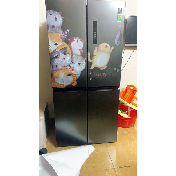 Tranh decal trang trí tủ lạnh dán tường NHỮNG CHÚ MÈO YÊU CÁ siêu yêu - Decal dán chi tiết rời