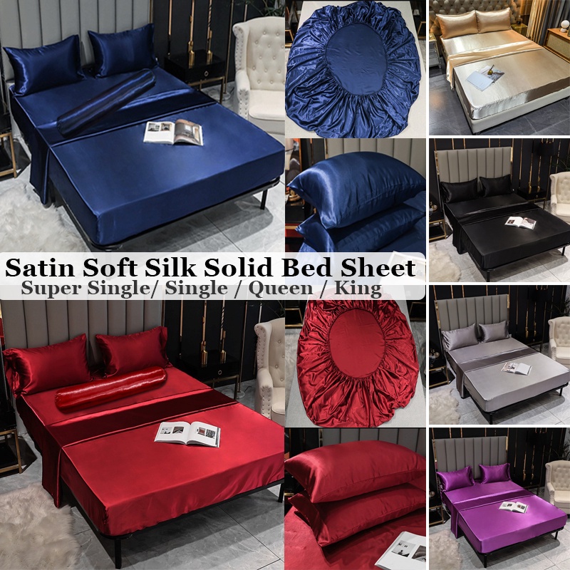 Ga trải giường bằng lụa satin mềm có 8 màu sắc tuỳ chọn cho giường đơn/ đôi/ lớn cao cấp (có bán lẻ)