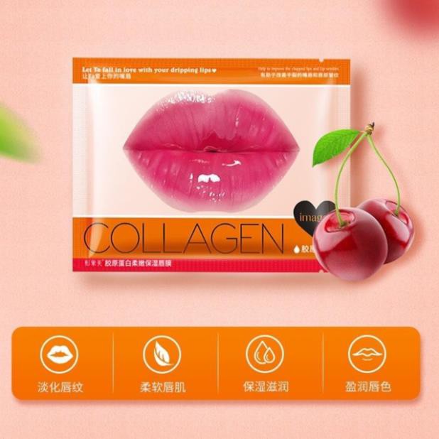 Mặt Nạ Dưỡng Ẩm Môi Collagen Images Chiết Xuất Cherry, Mật Ong, Đào, Chống Nứt Nẻ, Môi Khô Môi