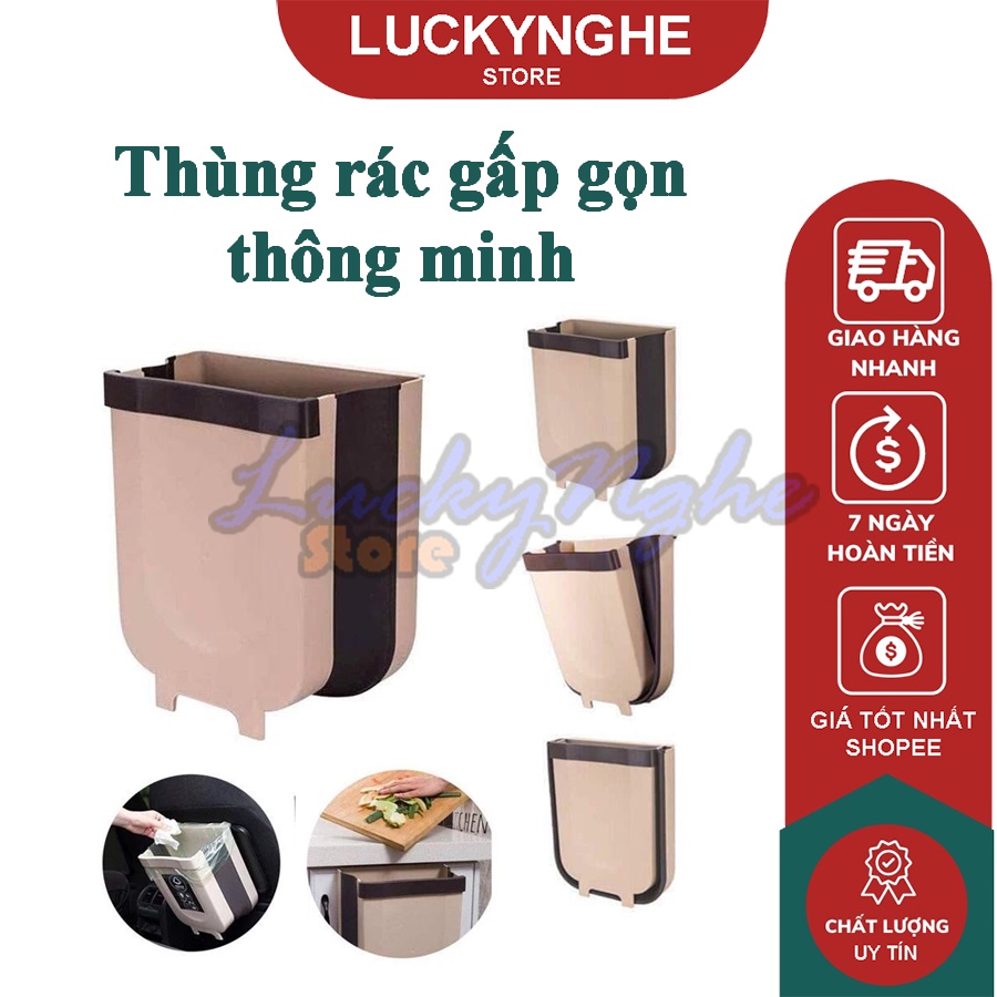 Thùng rác gấp gọn thông minh treo cạnh tủ tiện lợi full box