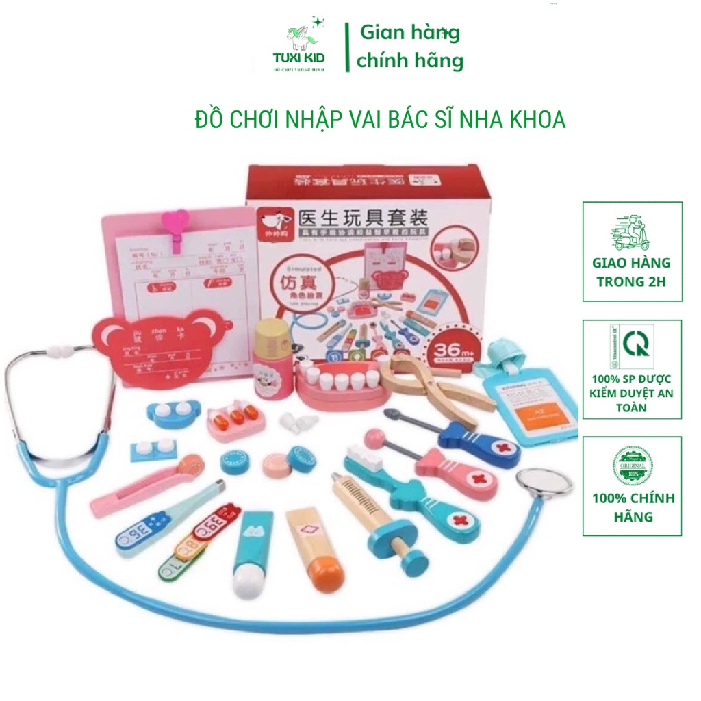 Bộ Đồ Chơi Nhập Vai Bác Sĩ Nha Khoa Bằng Gỗ xuất Nhật Dành Cho Bé