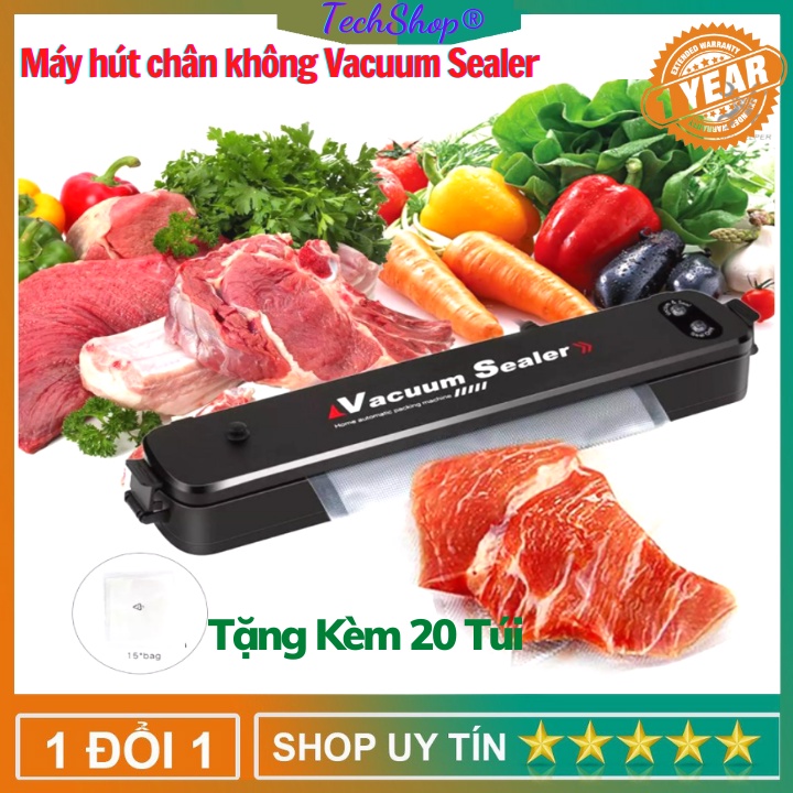 Máy hút chân không thực phẩm Vacuum Sealer - Tặng 10 túi hút dùng cho gia đình hút siêu khỏe hết khí [Bảo hành 1 Năm]