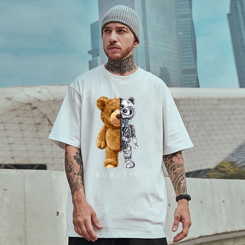 Áo thun tay lỡ unisex EP12 in hình gấu dễ thương